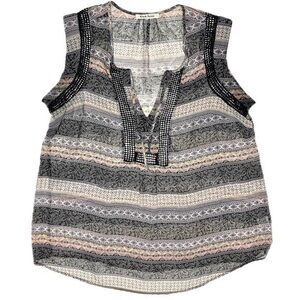 Sheer Boho Crochet Mesh Details Keyhole Neckline Black Rainn XXL* Fairy Grunge